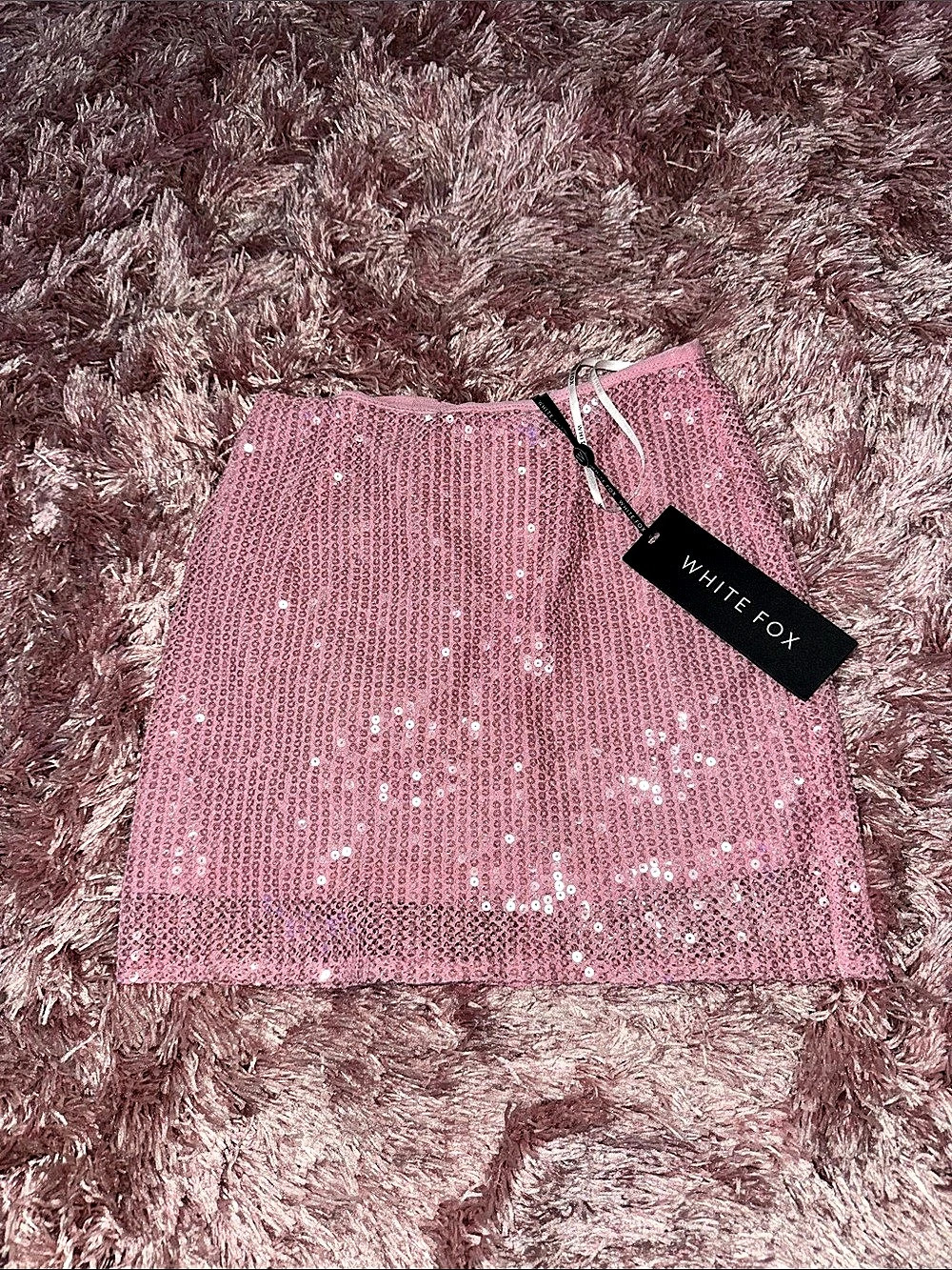 WHITE FOX Sequin Mini Skirt in Pink NWT